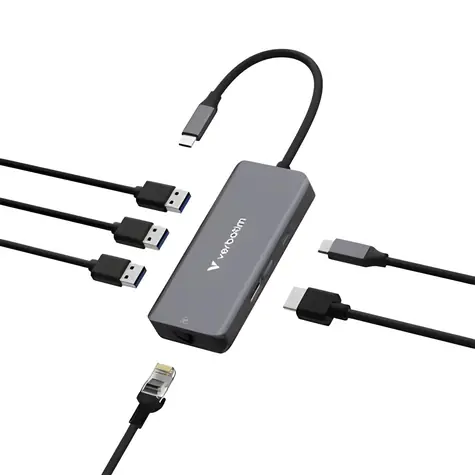 Verbatim USB-C Essentials Multiport Hub / 6 portů / 3× USB-C 3.2 Gen 1 / HDMI / USB-C PD / RJ-45