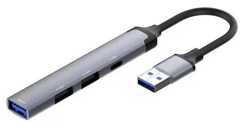 ColorWay CW-HUB05 tmavě šedá / USB hub / USB-A / 1x USB 3.0 / 2x USB 2.0 / 1x USB-C
