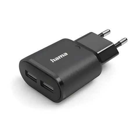Hama černá / Síťová nabíječka / 2x USB-A / 12 W