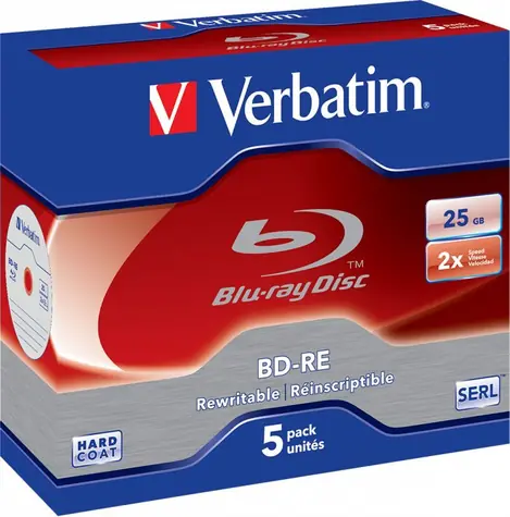 Verbatim BD-RE 25 GB 2x / Optický disk / Blu-ray Rewritable / 5 ks