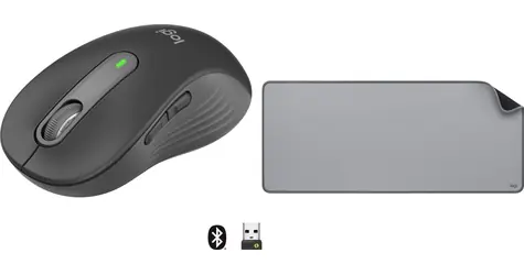 Logitech M650 L grafitová + Studio Series Mid Grey / Sada bezdrátové myši a podložky / 2.4 GHz / Bluetooth / 1x AA