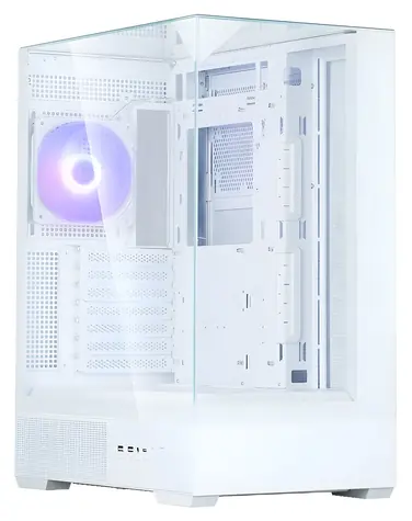 Zalman P40 Prism bílá / Mini-ITX / 2x USB 3.0 + 1x USB-C / 1x 120mm ARGB / bez zdroje / panoramatická bočnice