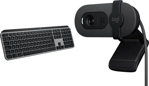 Logitech MX Keys S for Mac + Brio 100 / Bezdrátová sada klávesnice a webkamery / Bluetooth / USB-C