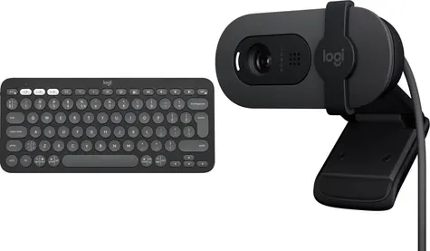 Logitech Pebble Keys 2 K380s + Brio 100 / Sada / Bezdrátová klávesnice / Webkamera / Bluetooth