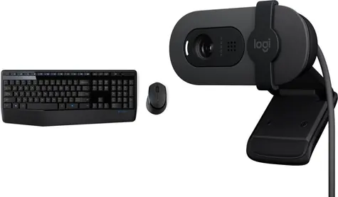 Logitech MK345 + Brio 100 / Sada klávesnice, myši a webkamery / bezdrátová / USB