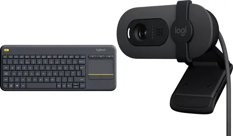 Logitech K400 Plus + Brio 100 / Sada / Bezdrátová klávesnice s touchpadem / Webkamera