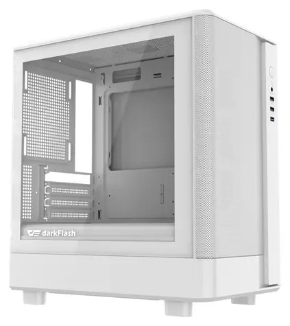 darkFlash DB330M Mesh bílá / mATX / bez ventilátorů / 3x USB-A / průhledná bočnice / bez zdroje