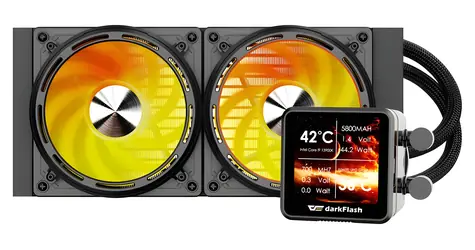 darkFlash DE240 černá / AiO chladič CPU / 2x 120 mm / ARGB podsvícení / 800-2000 RPM / 36 dB / Intel + AMD
