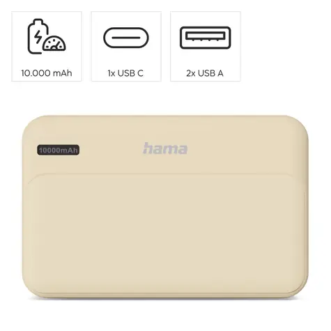 Hama Pocket 10 písková / Powerbanka / 10000 mAh / 2x USB-A / 5V / 2.1A