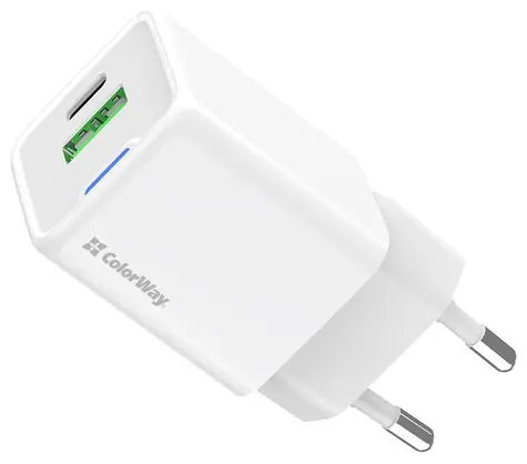 Colorway bílá / Síťová nabíječka / 1x USB-C / GaN / 30W / PD / QC / PPS