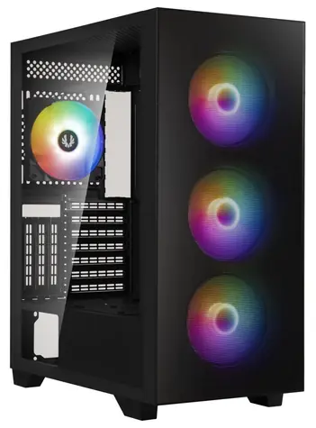 BitFenix Flow FRGB černá / Skříň / ATX / 4x 120mm FRGB / 2x USB 3.0 / bez zdroje / tvrzené sklo