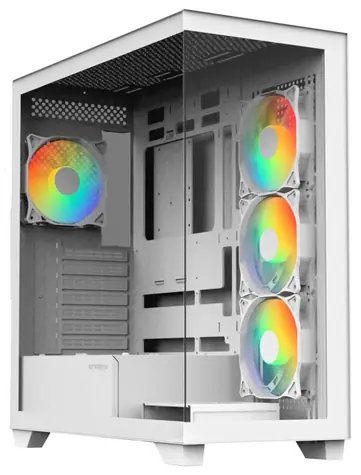BitFenix Ceto bílá / PC skříň / ATX / 4x 120 mm FRGB / 2x USB 3.0 / USB-C / bez zdroje / průhledná bočnice