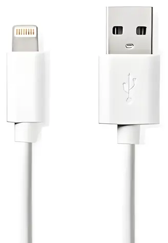 Nedis Lightning kabel 1 m bílá / Datový kabel / USB-A 2.0 (M) - Lightning 8-pin (M) / 480 Mbps