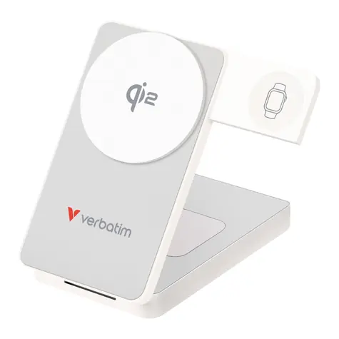 Verbatim Foldable 3-in-1 bílá / Magnetická bezdrátová powerbanka / 10000 mAh / USB-C