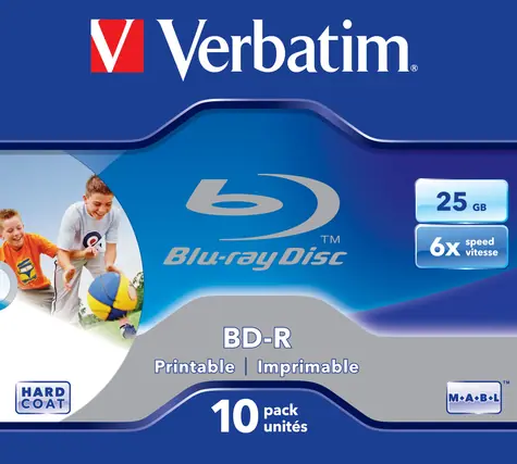 Verbatim 10ks Blu-Ray BD-R / Optický disk / 25GB / 6x / Printable / Jewel