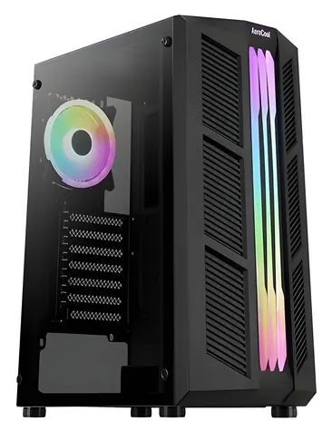 AeroCool Prime v2 černá / PC skříň / ATX / 2x USB 3.0 / Bez zdroje / průhledná bočnice