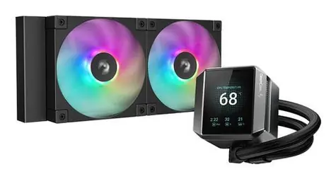 DEEPCOOL MYSTIQUE 240 ARGB černá / AIO vodní chladič CPU / 2x 120 mm / LCD displej / 2400 RPM / AMD + Intel