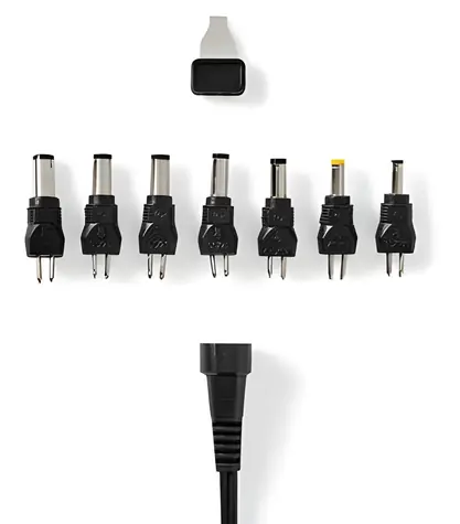 Nedis Univerzální napájecí adaptér černá / Napájecí adaptér / 40 W / 12–24 V DC / 8 konektorů / AC 100–240 V / 1,80 m