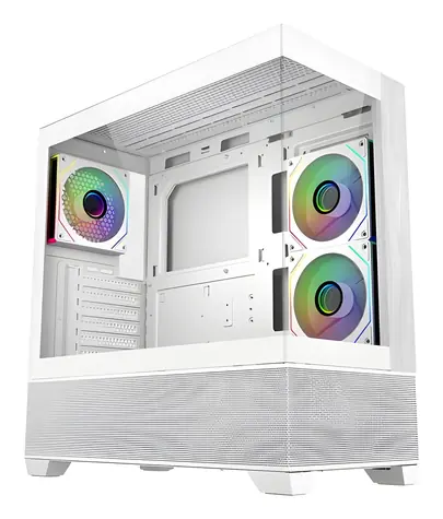 Cooler Master Elite 690 White bílá/dřevo / Skříň / ATX / 2x USB-A 3.0 / 1x USB-C 3.2 Gen 2x2 / 3x 120mm ARGB