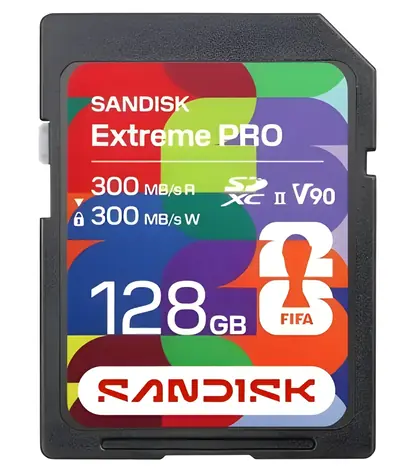 SanDisk Extreme PRO SDXC 128GB FIFA World Cup 2026 / Paměťová karta / UHS-II V90 / čtení: 300 MB/s / vhodné pro 8K