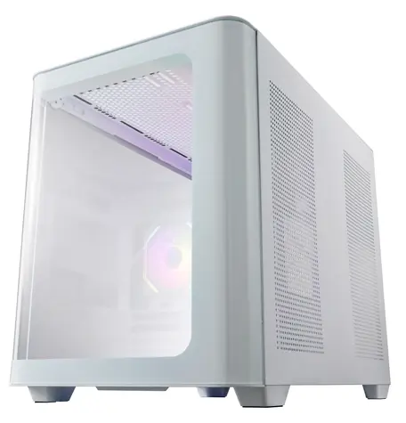 Fortron FSP S380-WA bílá / PC skříň / Midi-Tower / µATX / ARGB / Temperované sklo