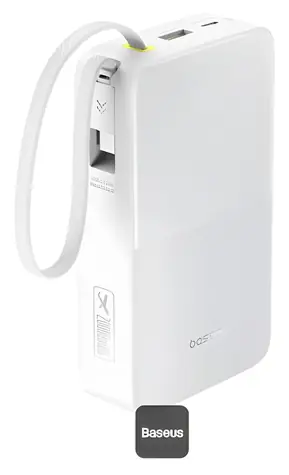Baseus EnerFill FC51 Bipow2 Pro bílá / Powerbanka / 20000 mAh / USB-C v těle / USB-C / USB-A / 22,5W