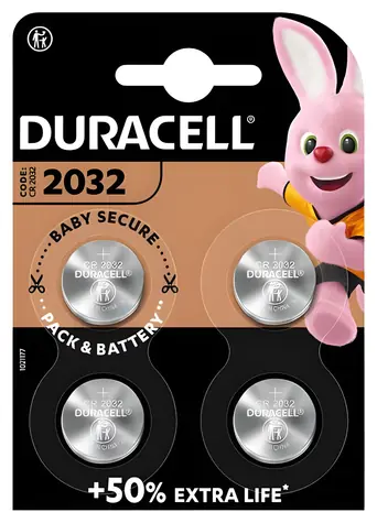 Duracell CR2032 / Knoflíková baterie / Lithium / 3 V / 4 ks