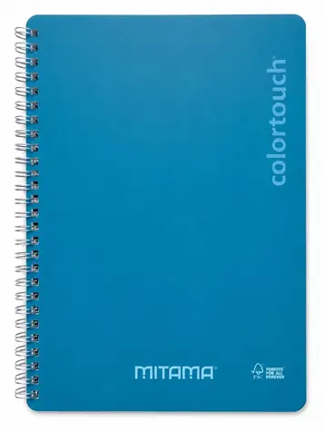 Mitama i-Note cyan / Spirálový sešit / 18,5×24 cm / linkovaný / 90 listů