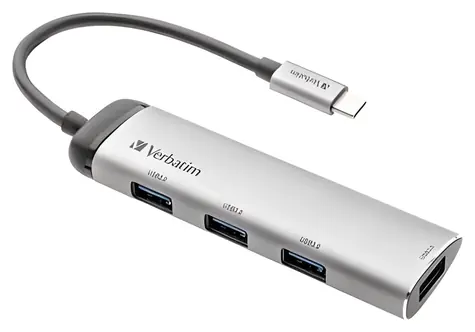 Verbatim 49147 USB-C stříbrná / USB hub / 4x USB-A 3.2 Gen 1