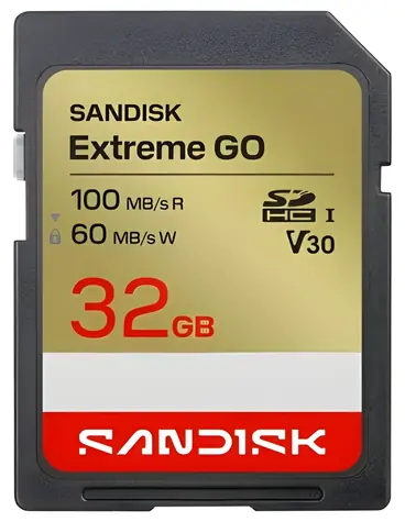 SanDisk Extreme Go SDHC 32 GB / Paměťová karta / čtení 100 MB/s / zápis 60 MB/s / vhodné pro 4K