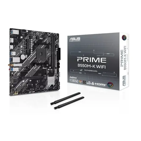 ASUS PRIME B550M-K WIFI / Základní deska / B550 / AM4 / 2x DDR4 / PCIEx16 / Wi-Fi 6 / GLAN / mATX
