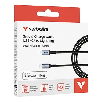 Verbatim 31844 černá / Kabel USB-C na Lightning / 60 W / 1,2 m / PD 3.0 / MFi