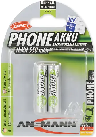 Ansmann DECT Micro / Nabíjecí baterie / AAA / NiMH / 550 mAh / 1.2V / 2 ks