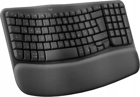 Logitech Wave Keys grafitová DE / Ergonomická klávesnice / Bluetooth / Logi Bolt