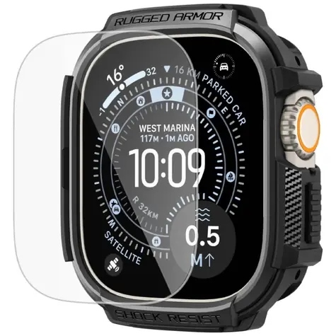 Spigen Rugged Armor (w Glass) matná černá / Ochranný kryt / Apple Watch Ultra 3/2/1 49 mm