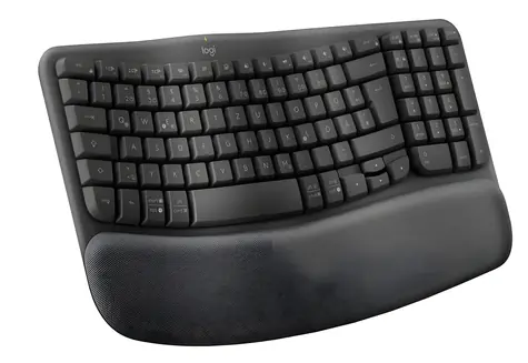 Logitech Wave Keys grafitová CH / Bezdrátová klávesnice / ergonomická / 2.4 GHz / Bluetooth