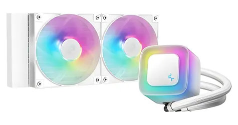 DEEPCOOL LE240 WH V2 bílá / AIO vodní chladič CPU / 2x 120mm / ARGB / 31,6 dB / AMD + Intel