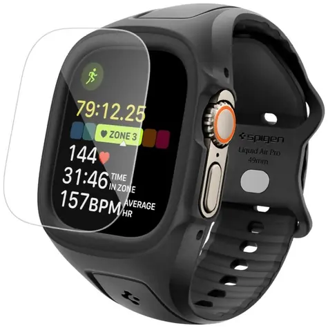 Spigen Liquid Air Pro matná černá / Ochranný kryt s ochranným sklem / Apple Watch Ultra 3/2/1 49 mm
