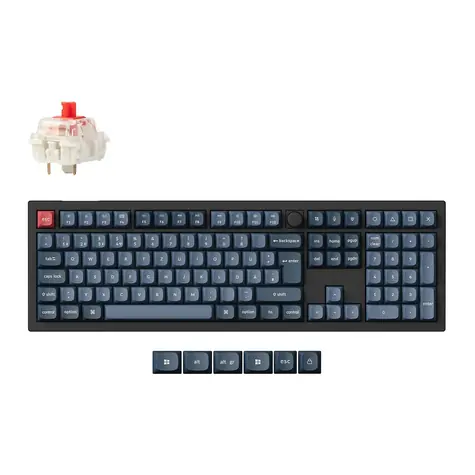 Keychron V6 Max černá/modro-šedá / Klávesnice / Plná velikost / Mechanická / Gateron Jupiter Red / Hot-swap
