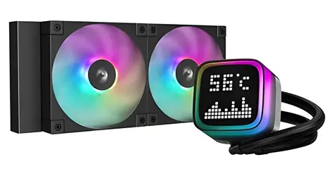 DeepCool LP240 černá / Komplet vodního chlazení / 2x 120mm / ARGB / LED displej / 2400 RPM