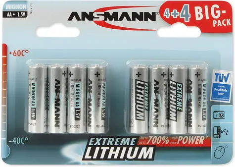 Ansmann Extreme Lithium Mignon AA / Baterie / 8 ks / 1,5 V / FR6