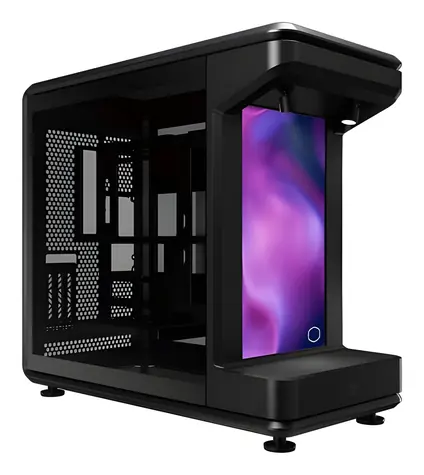 Cooler Master MasterFrame 360 Stage LCD černá / Skříň ATX / LCD displej / 2x tvrzené sklo / bez zdroje
