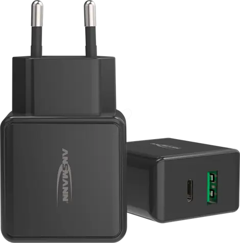 Ansmann HC218PD černá / Nabíječka do sítě / 1× USB-C + 1× USB-A / 18 W / Power Delivery / Quick Charge