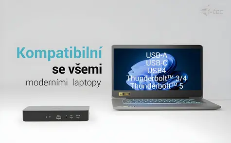 i-tec Universal Intelligent Dual Display / Dokovací stanice / Power Delivery 100W / 2x HDMI + 2x DisplayPort / 4K 60Hz