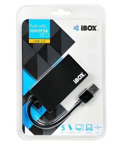 iBox IUH3F56 černá / USB Hub / 4x USB-A 3.2 Gen 1