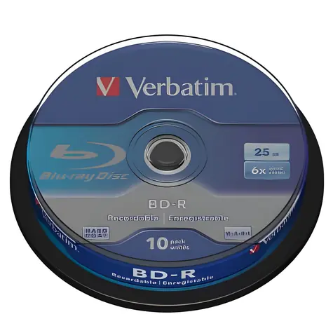Verbatim BD-R 25 GB Single Layer / Blu-ray disk / 6x / 10 ks / vřeteno