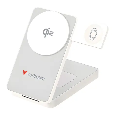 Verbatim Charge 'n' Go Qi2 bílá / Powerbanka / 10 000 mAh / USB-C PD 30W / Qi2 15W