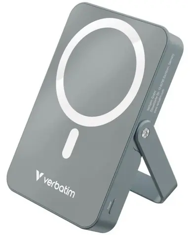 Verbatim Charge 'n' Go šedá / Powerbanka / 10 000 mAh / MagSafe 15W / USB-C PD 20W / se stojánkem