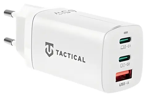 Tactical FlashBang 2.0 GaN 65W bílá / Nabíječka do sítě / 2x USB-C / USB-A / 3A