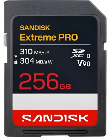 SanDisk Extreme PRO SDXC 256GB / Paměťová karta / UHS-II U3 V90 / čtení: 310 MB/s / zápis: 304 MB/s / vhodné pro 8K